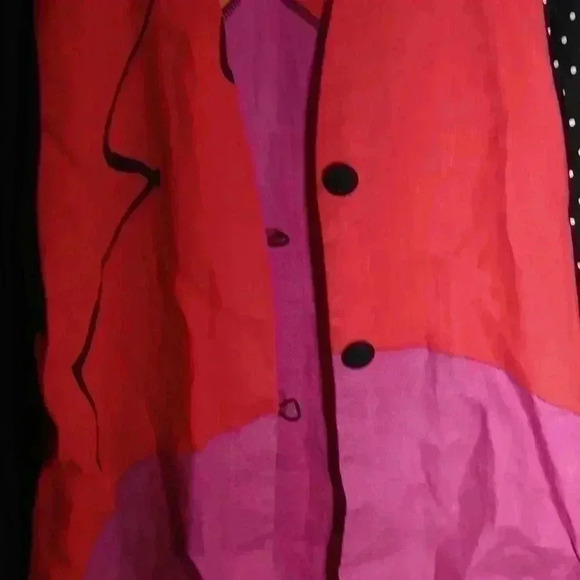 "AHNI" Abstract art to wear linen rayon lightweight jacket SZ 1X - Picture 7 of 9